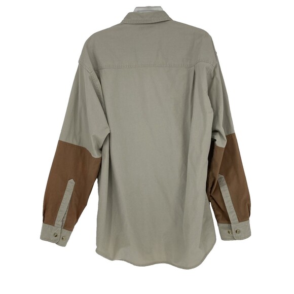 Columbia Quilted Hunting Shirt Mens LARGE Beige Brown Pheasant Button Down - Picture 2 of 13